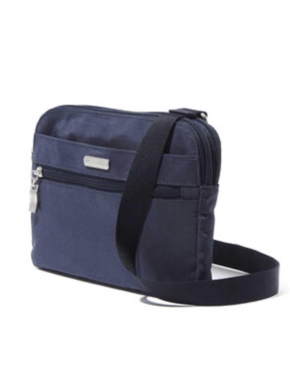 Baggallini Double Zip Crossbody Navy with RFID protection